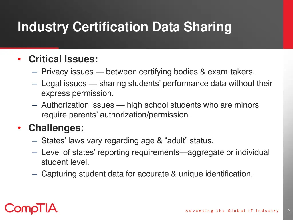 industry certification data sharing
