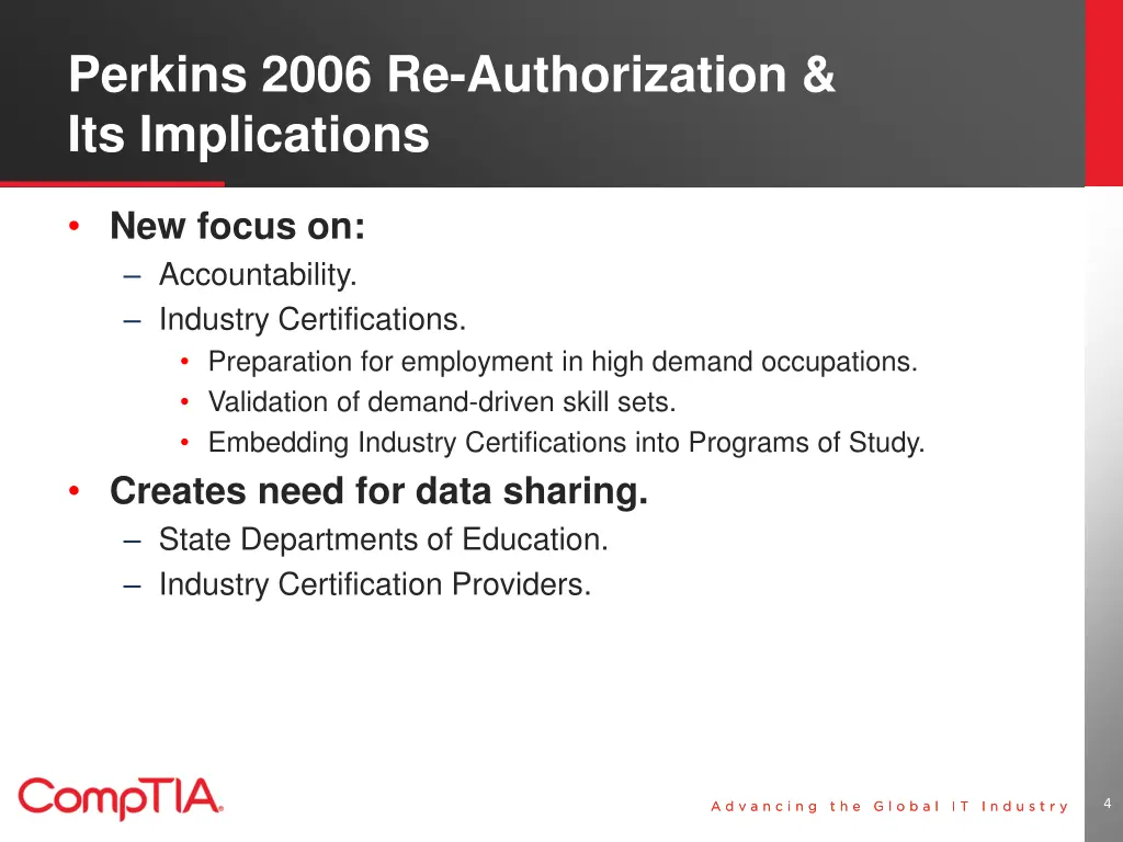 perkins 2006 re authorization its implications