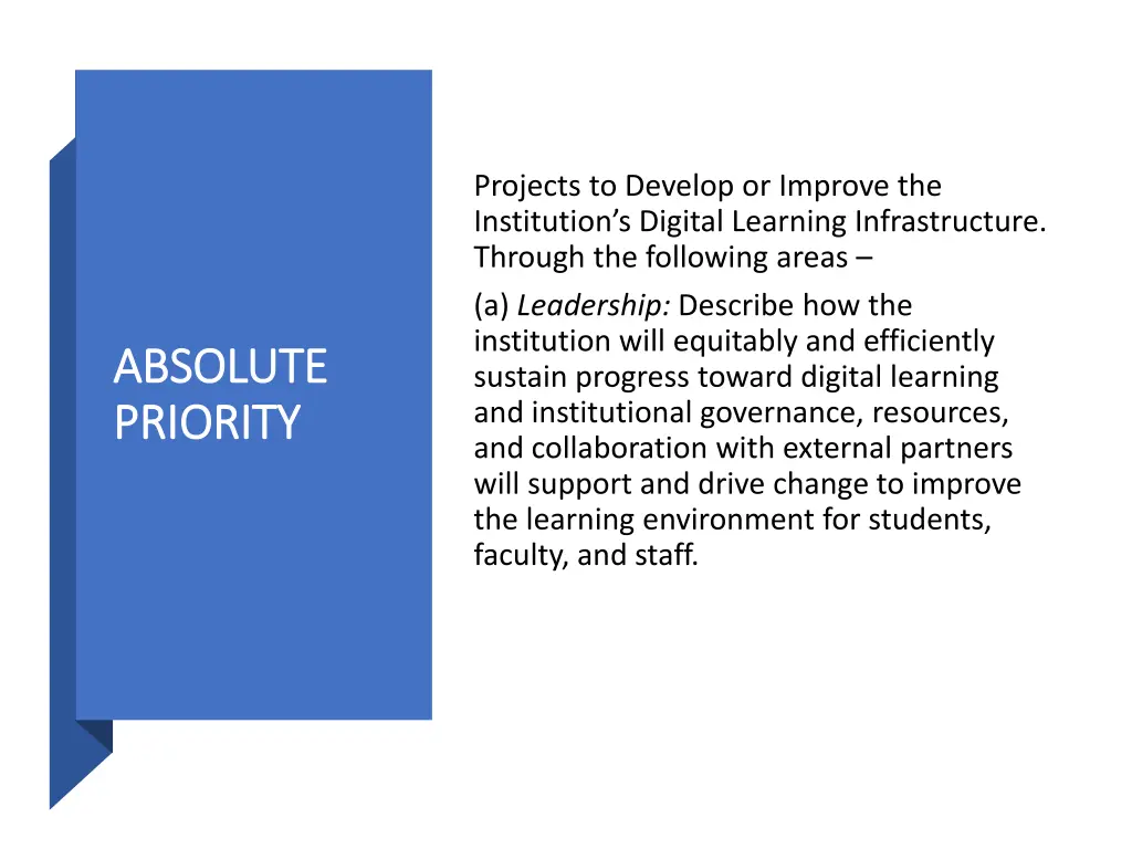 projects to develop or improve the institution