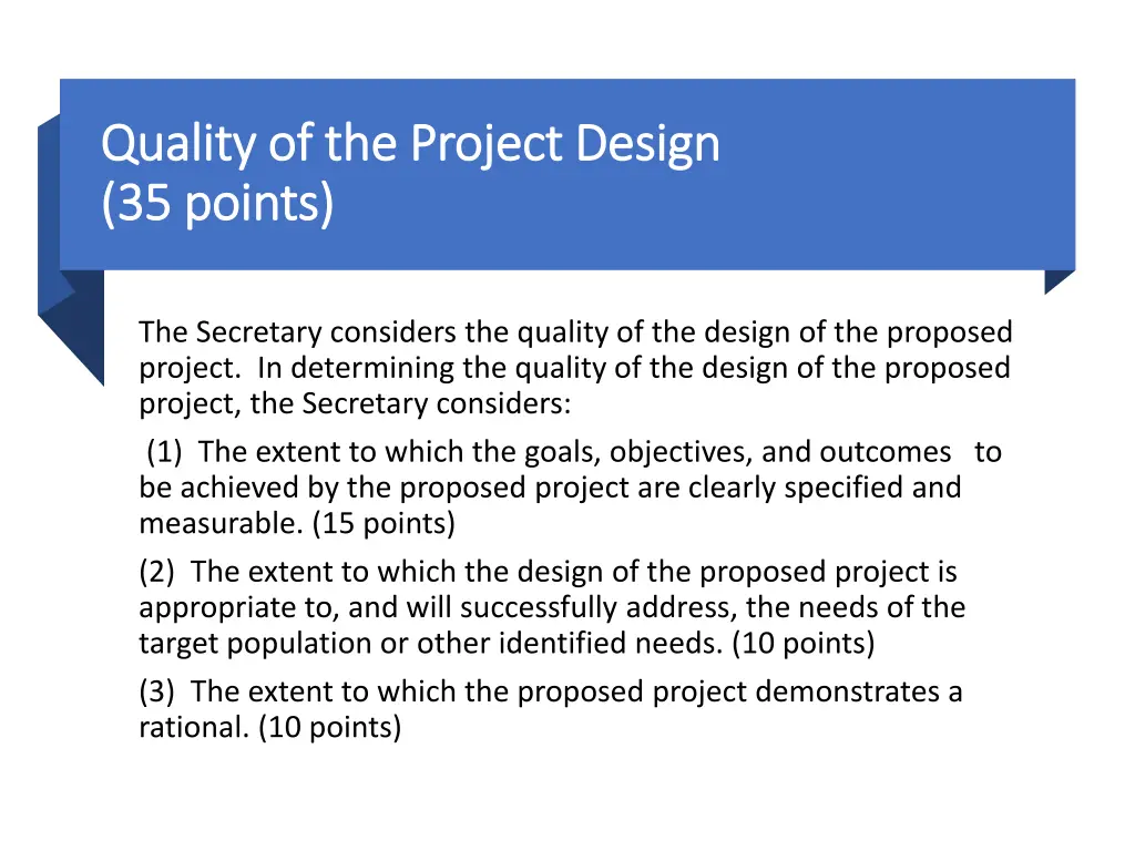 quality of the project design quality