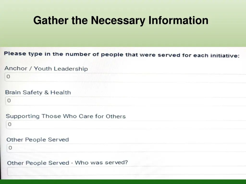 gather the necessary information 1