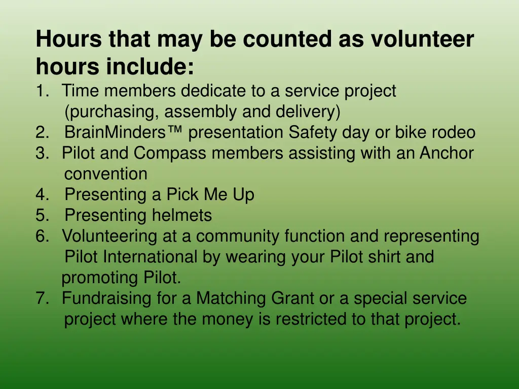 hours that may be counted as volunteer hours