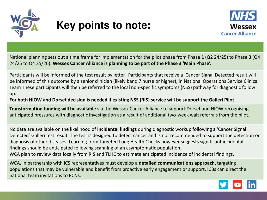key points to note