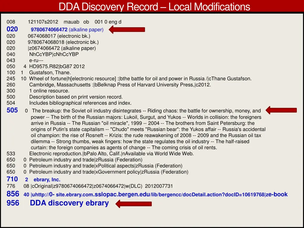 dda discovery record local modifications