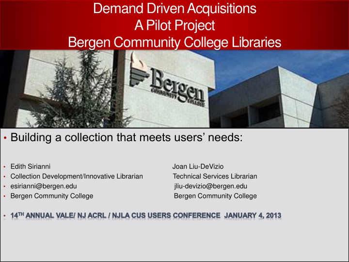 demand driven acquisitions a pilot project bergen