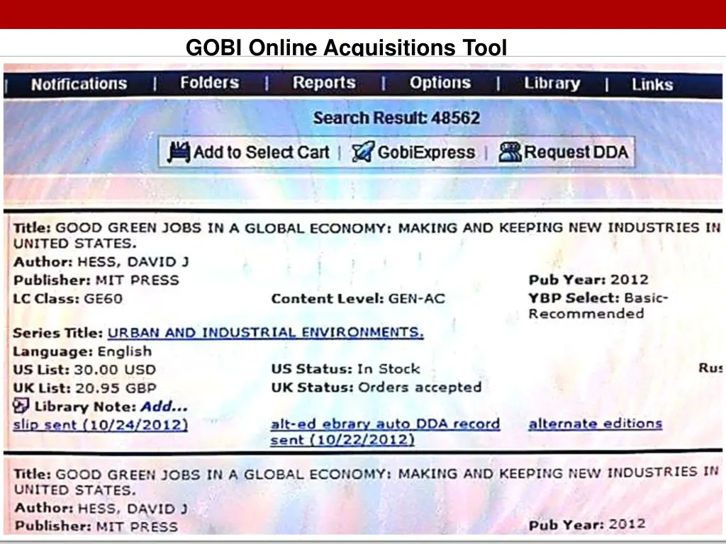 gobi online acquisitions tool