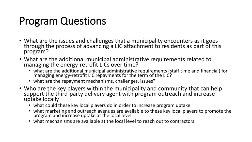 program questions program questions