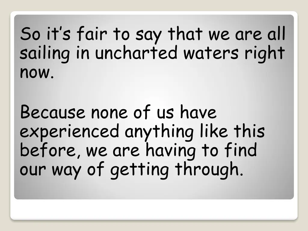 so it s fair to say that we are all sailing