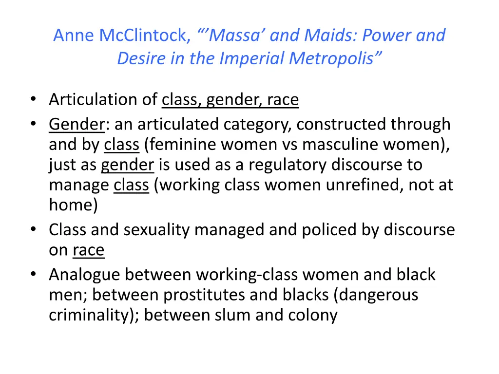 anne mcclintock massa and maids power and desire
