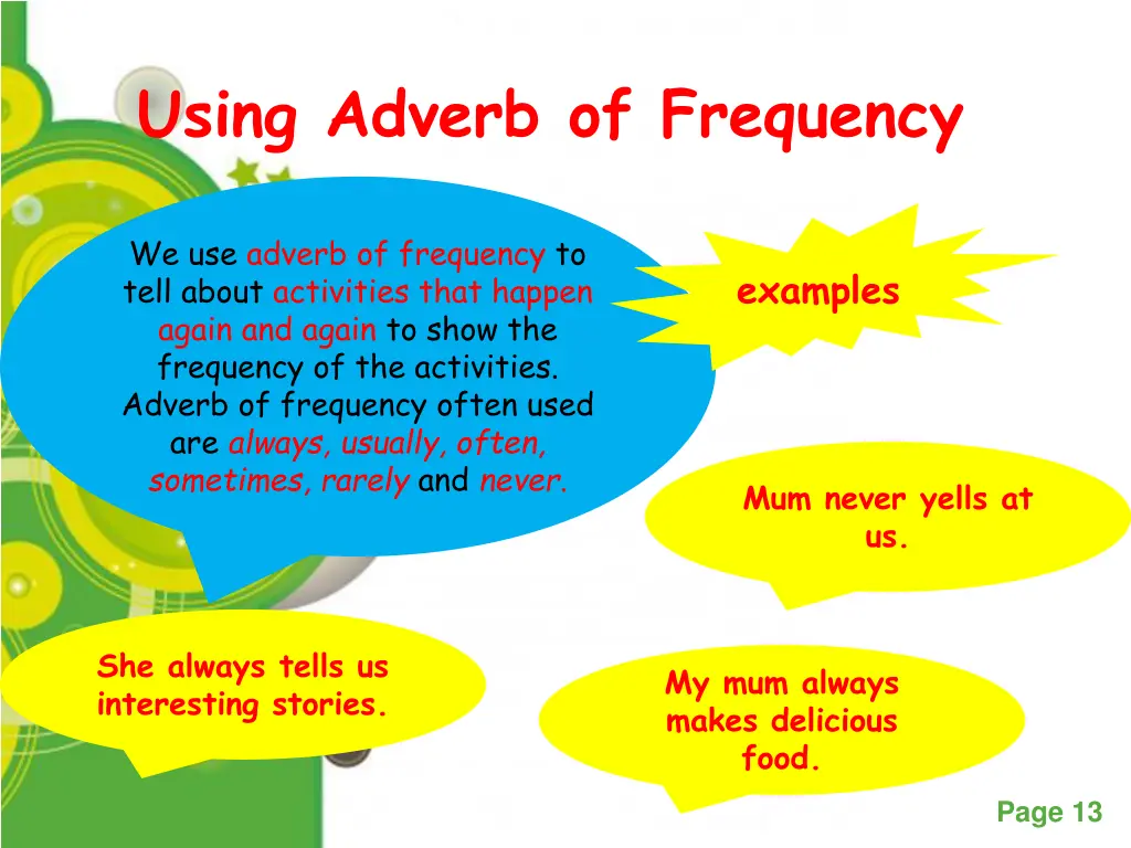 using adverb of frequency