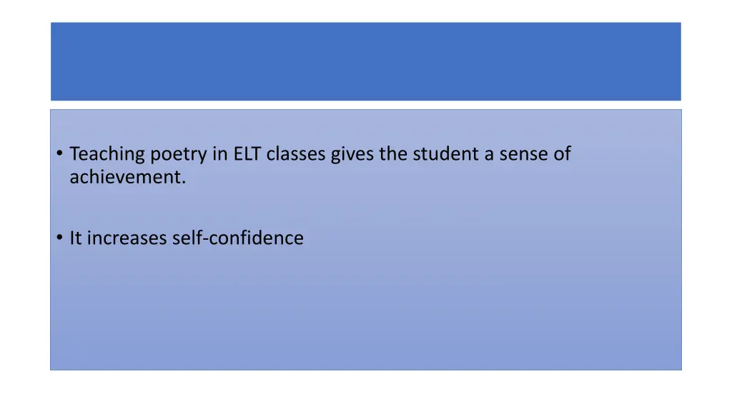 teaching poetry in elt classes gives the student