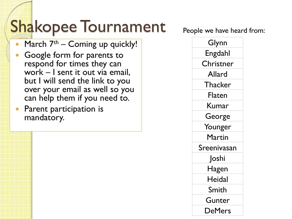 shakopee tournament march 7 th coming up quickly