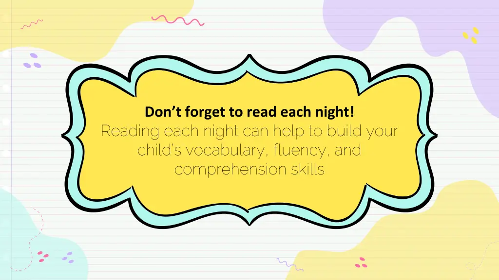 don t forget to read each night reading each