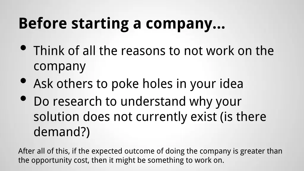 before starting a company think
