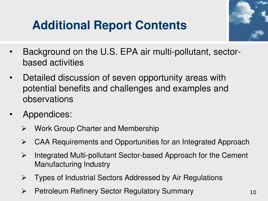 additional report contents