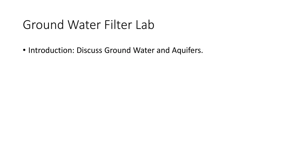 ground water filter lab