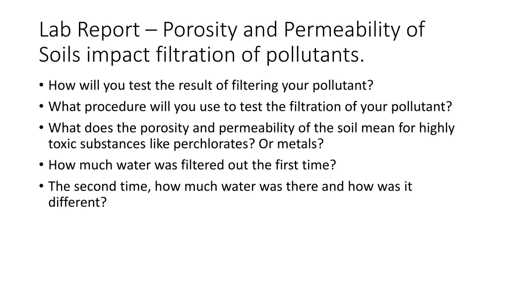 lab report porosity and permeability of soils