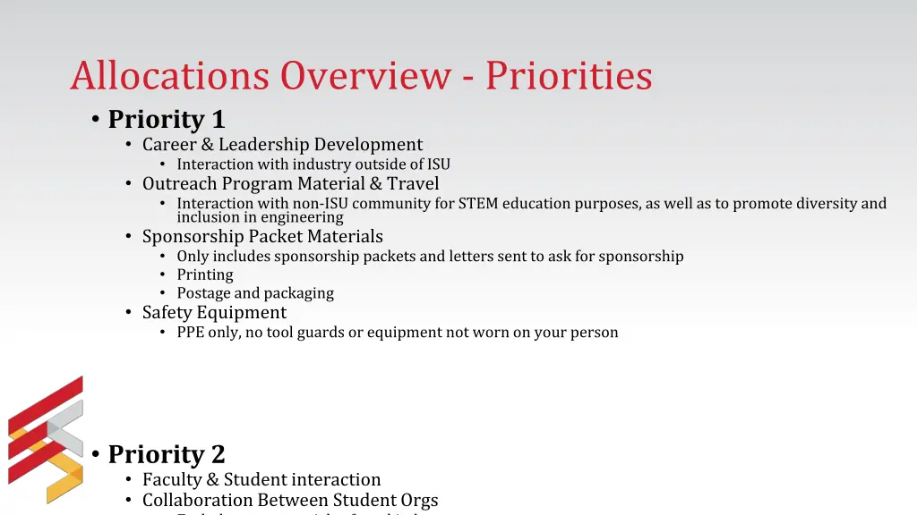 allocations overview priorities priority 1 career