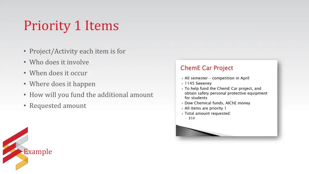 priority 1 items