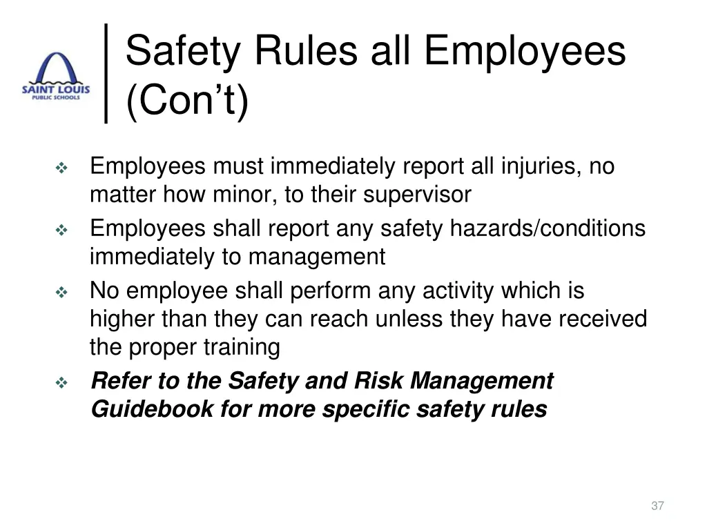 safety rules all employees c on t