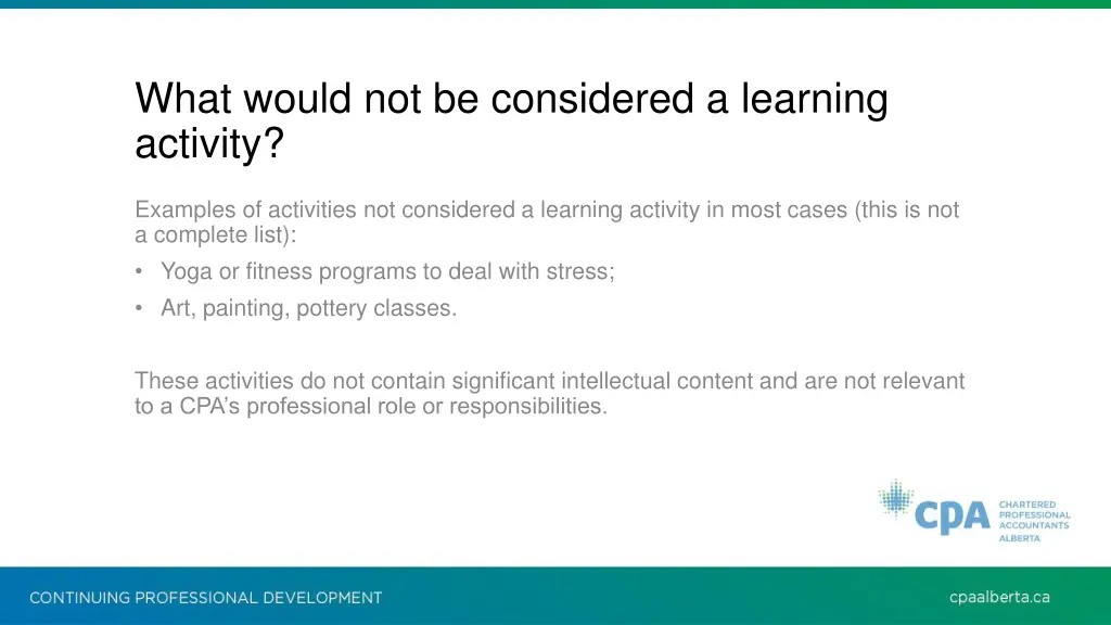 what would not be considered a learning activity