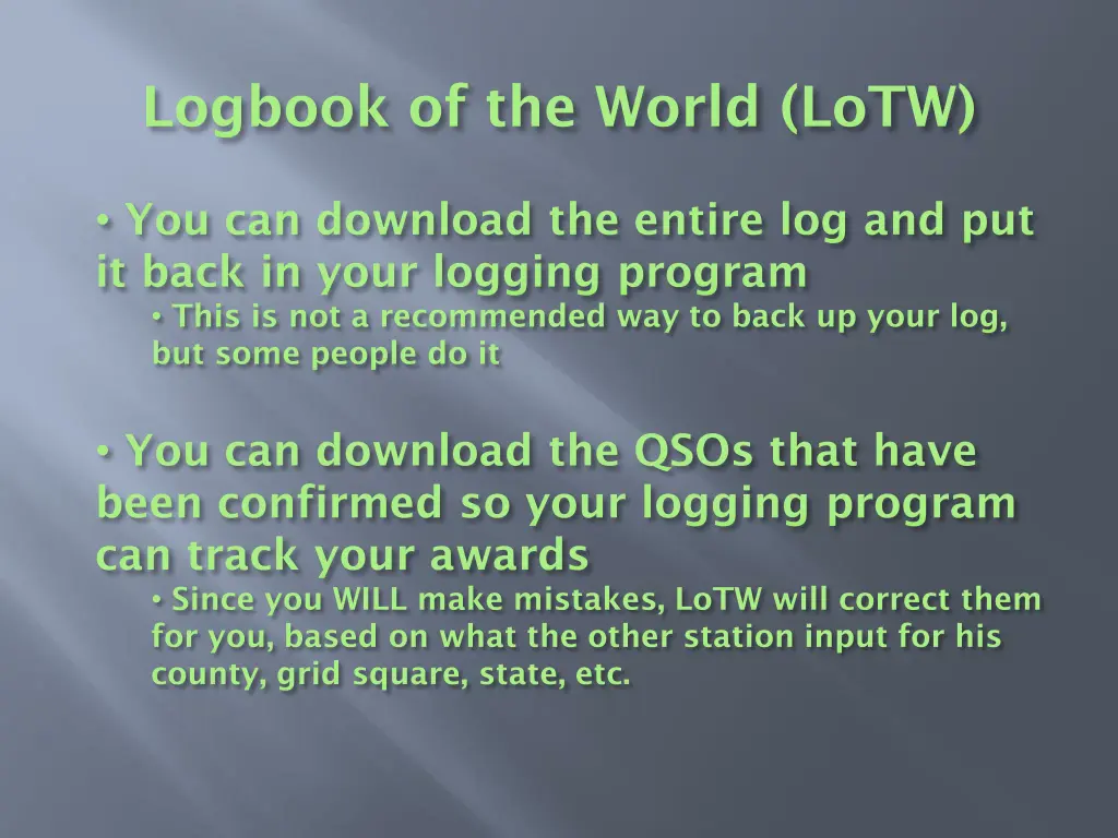 logbook of the world lotw 20