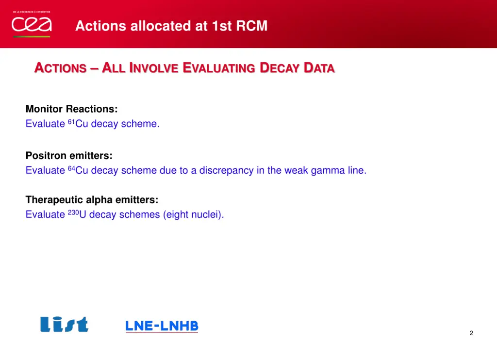 actions allocated at 1st rcm