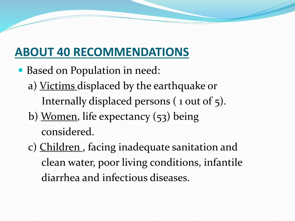 about 40 recommendations