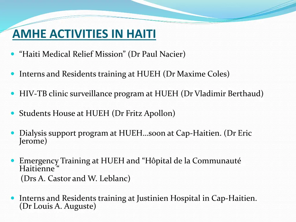 amhe activities in haiti