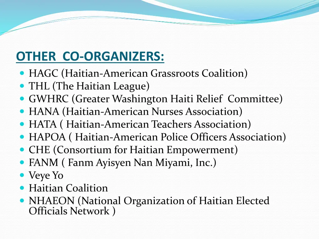 other co organizers hagc haitian american