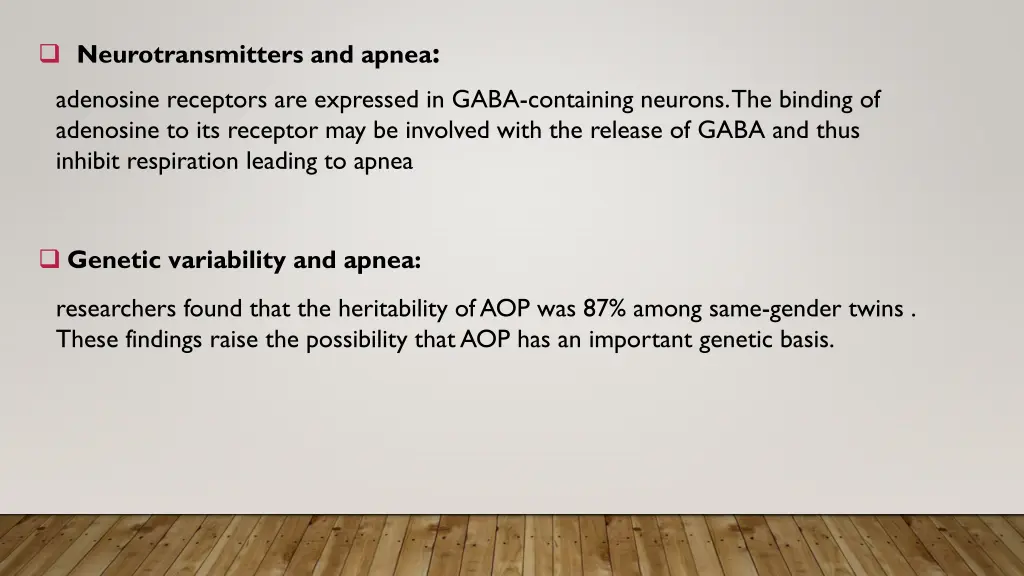 neurotransmitters and apnea