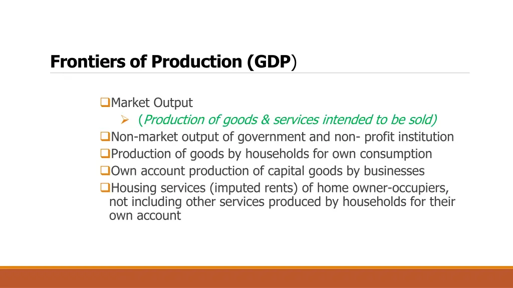 frontiers of production gdp