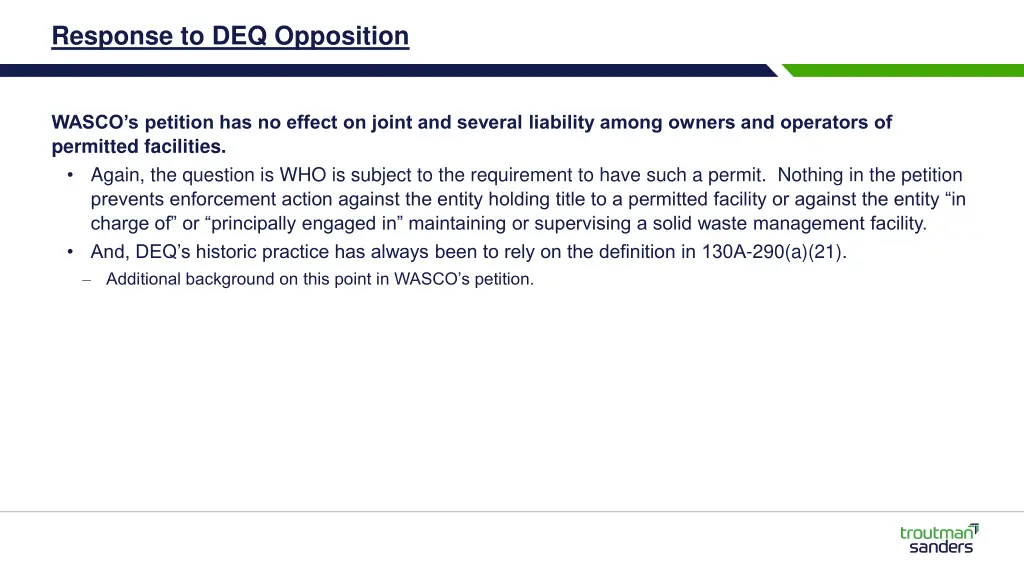 response to deq opposition 1
