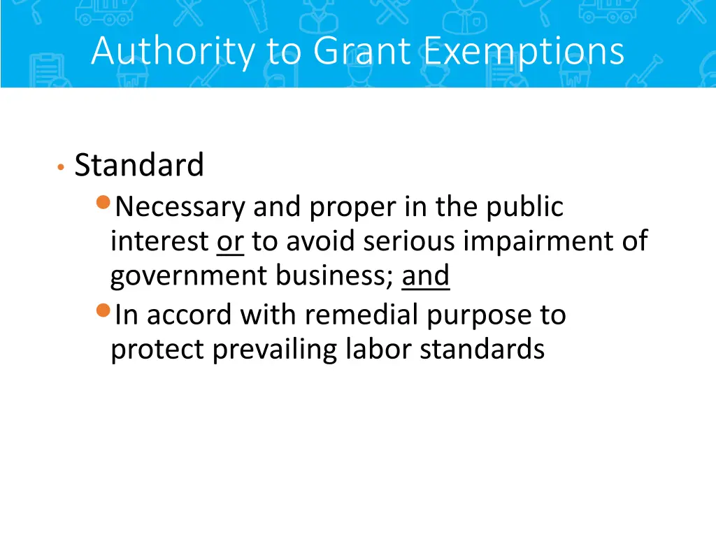 authority to grant exemptions