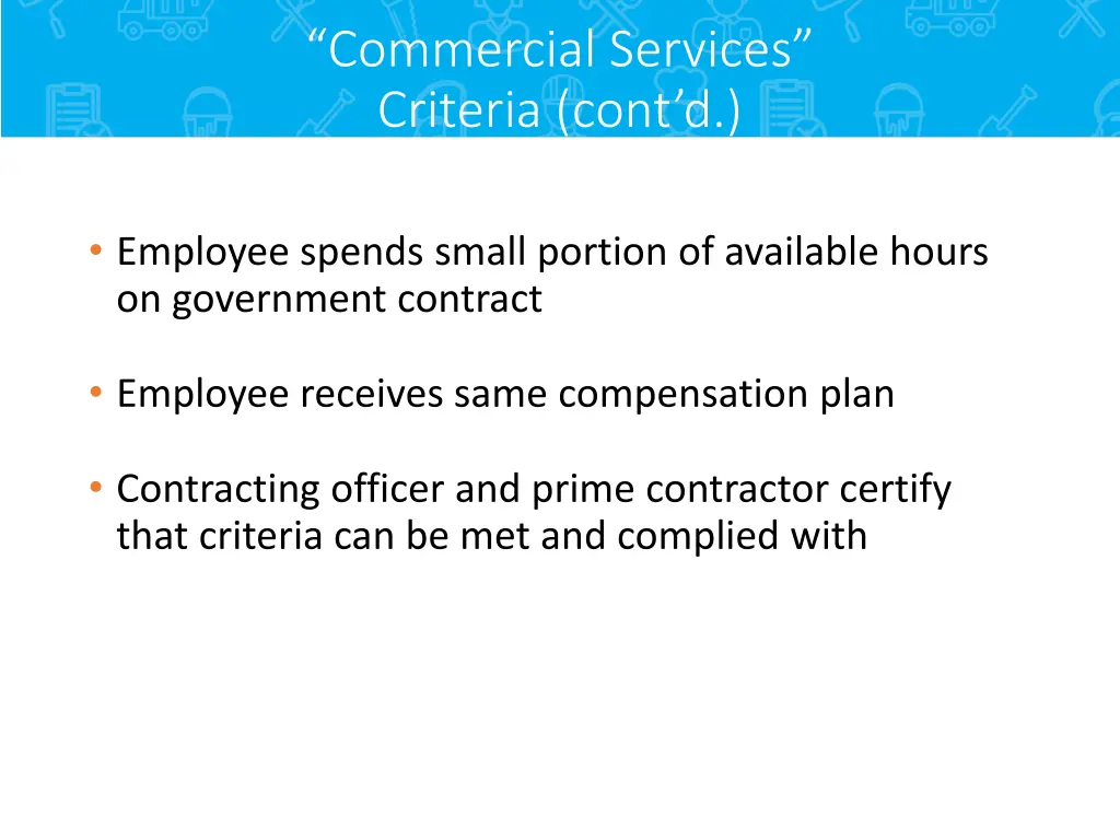 commercial services criteria cont d