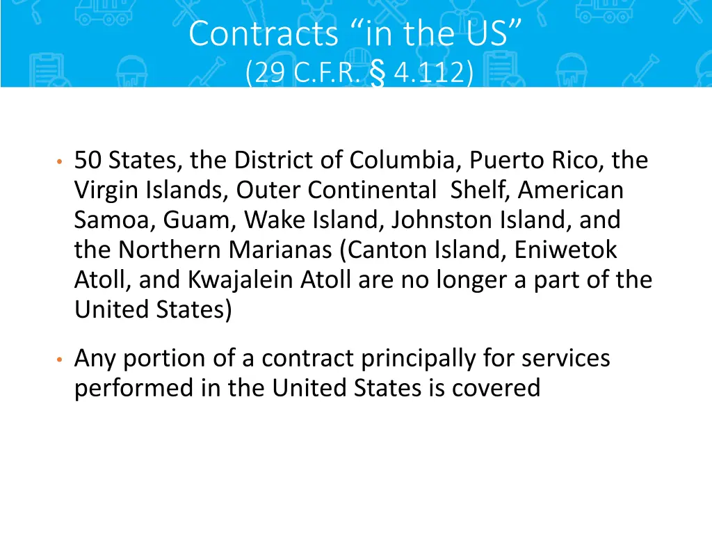 contracts in the us 29 c f r 4 112