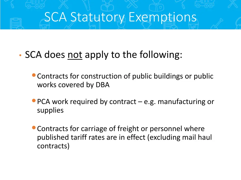 sca statutory exemptions