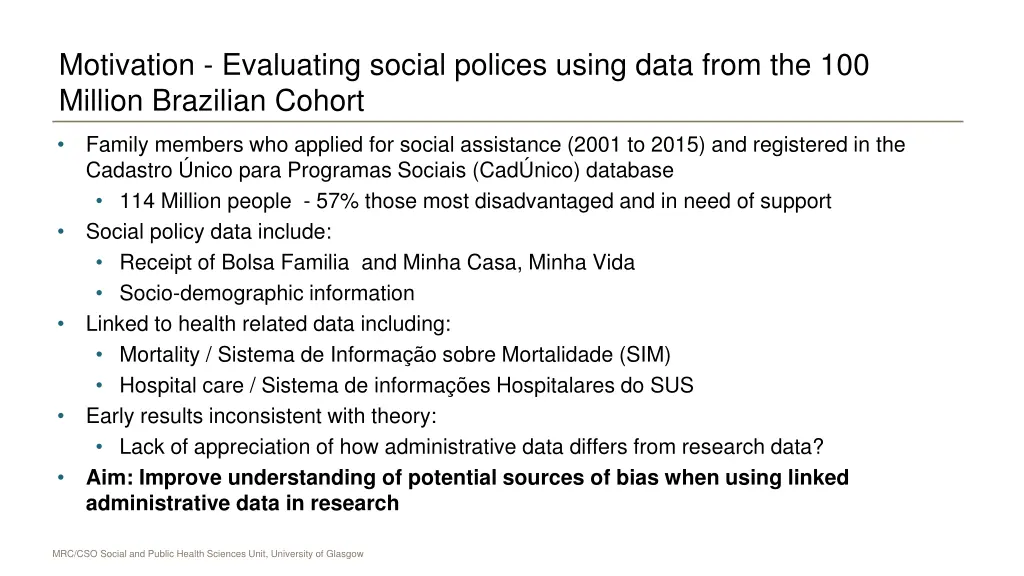 motivation evaluating social polices using data