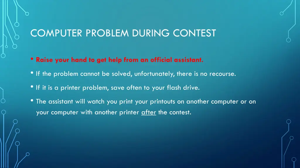 computer problem during contest