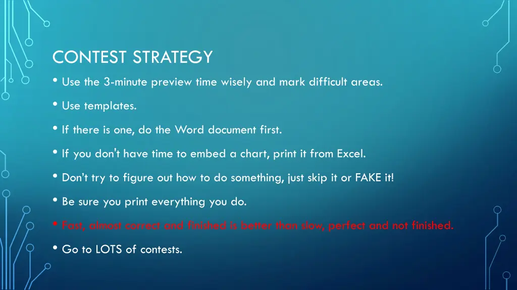 contest strategy use the 3 minute preview time