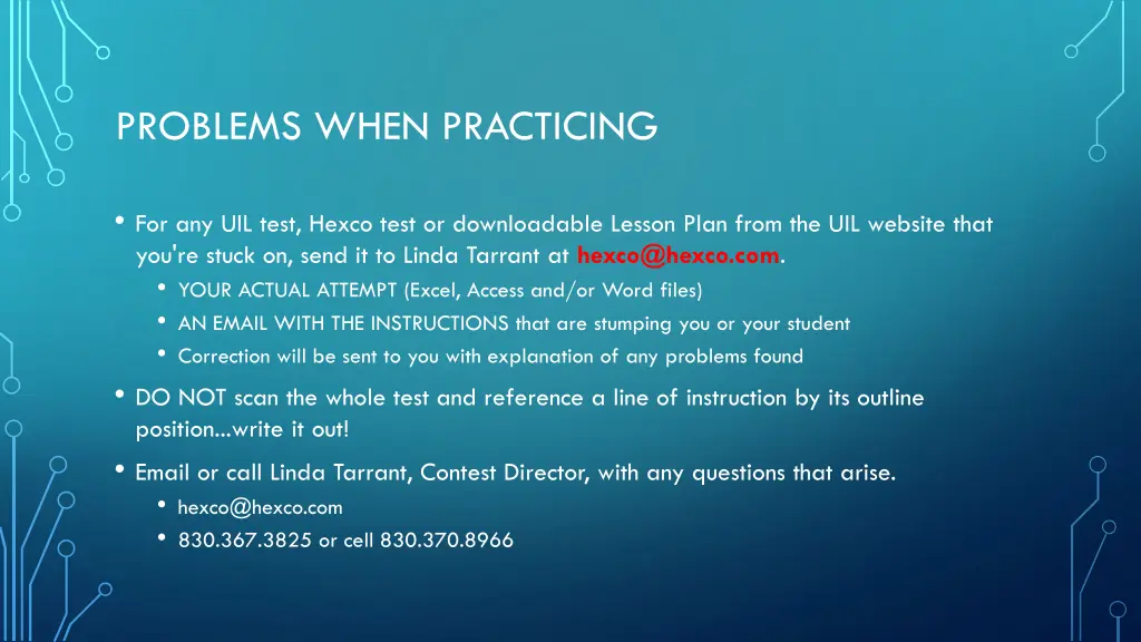 problems when practicing