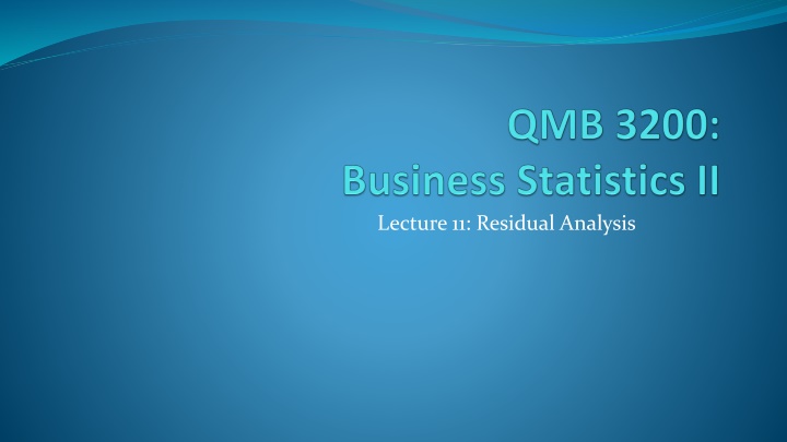 lecture 11 residual analysis