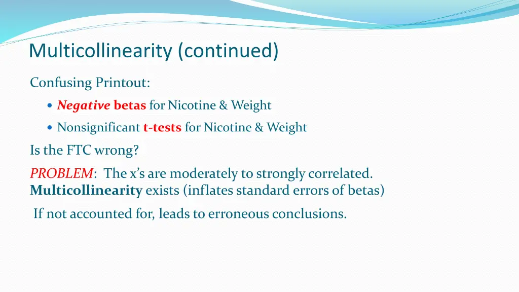 multicollinearity continued