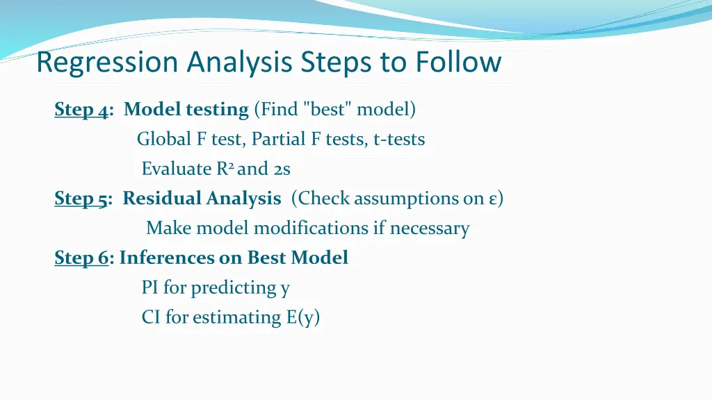 regression analysis steps to follow 1