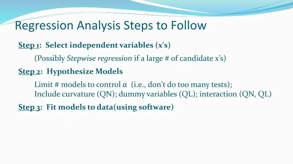 regression analysis steps to follow