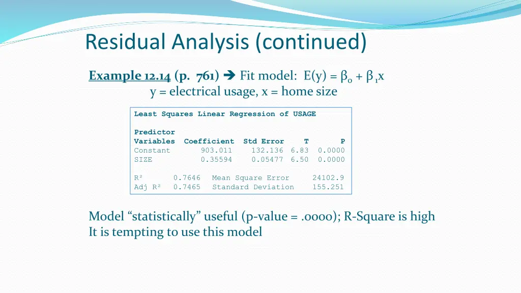 residual analysis continued 2
