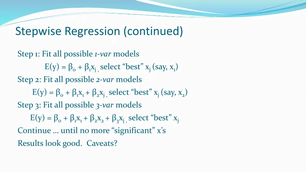 stepwise regression continued 1