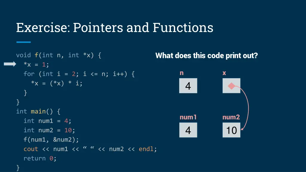 exercise pointers and functions 2