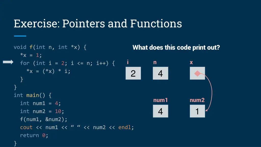 exercise pointers and functions 4