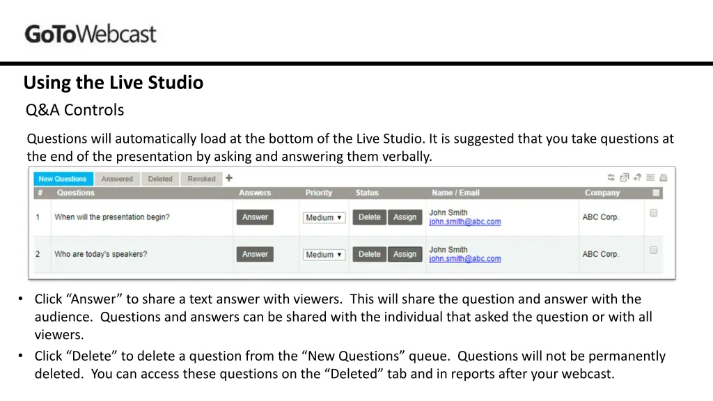 using the live studio 1